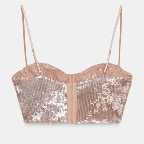 ZARA SEQUIN BRALETTE TOP - Picture 2 of 7